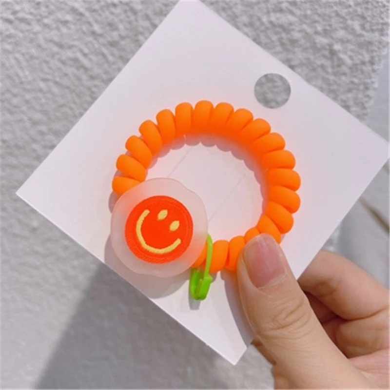 Korean Ins Style Smiley Frosted Phone Cord Hair Rope/Children Cute Elastic Hair Ties/Daily Basic Hair Accessories