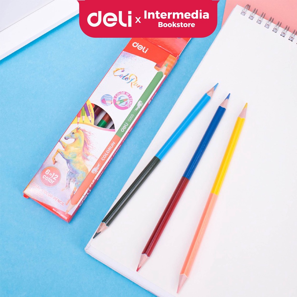 

Deli EC00500 Pensil Dual Warna 12 Warna lead pensil berkualitas untuk hasil warna yang halus