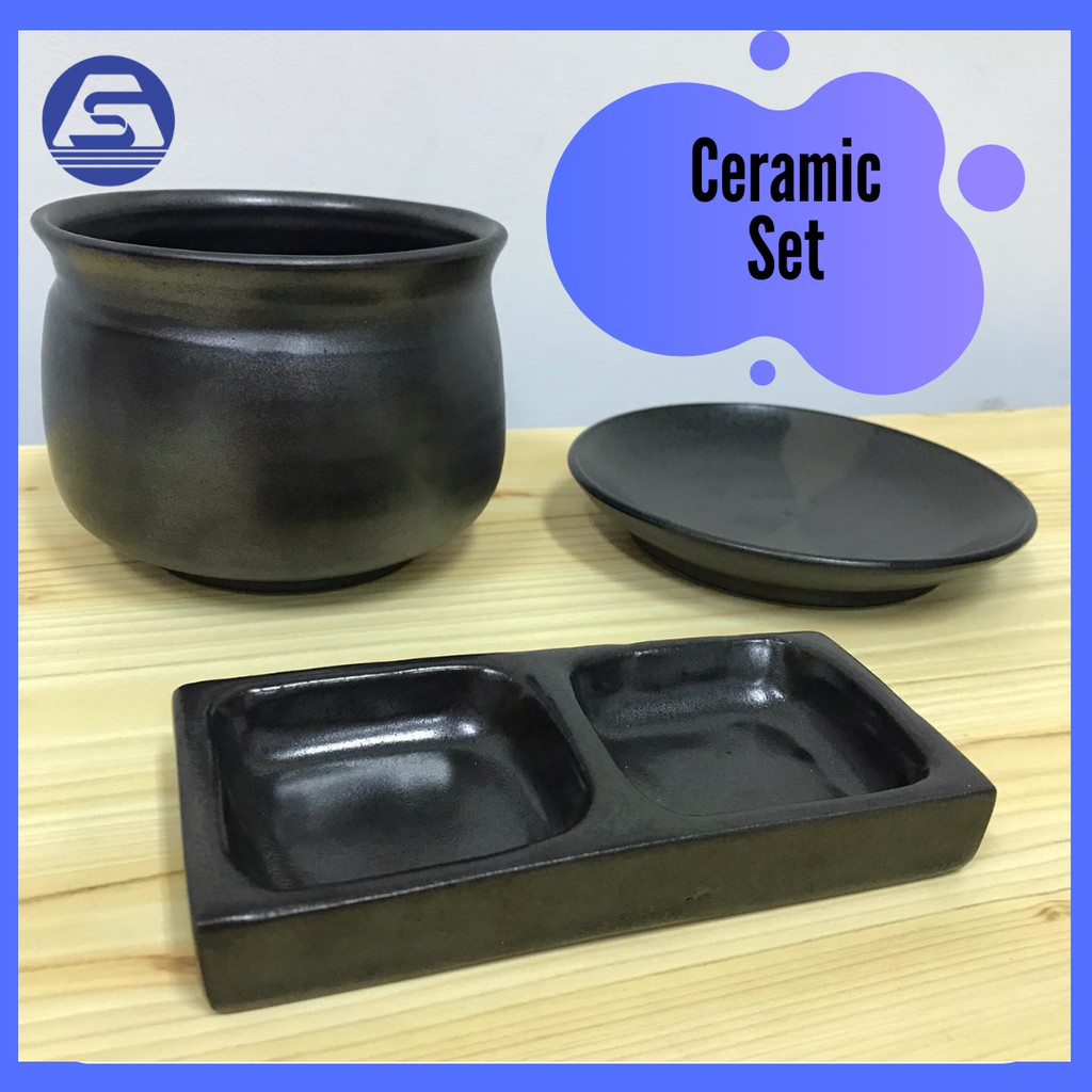 Piring & Mangkok Saji Set Bahan Keramik Handmade