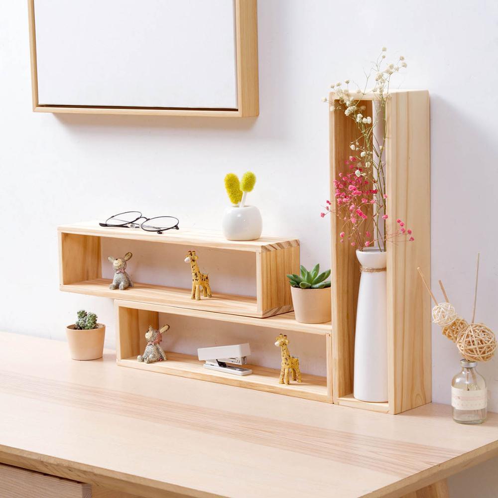 Table Display Wood Shelf Desktop Storage | Rak Organizer Susun serbaguna