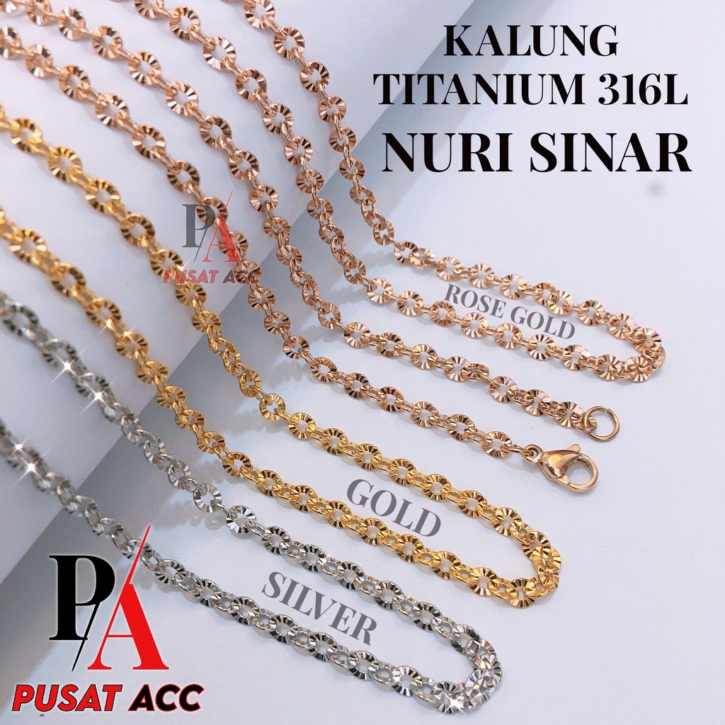 Kalung Rantai MCI Titanium NURI SINAR Stainless Chain 316L Anti Karat Pria Wanita [45CM - 75CM]