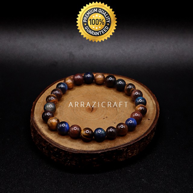Gelang Batu Akik Red Blue Yellow Tiger Eye Terbaik Pria Wanita Super Original