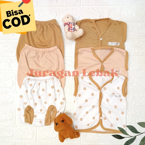 6 pcs Baju Kutung dan Celana Pop, Setelan Baju Bayi Baru Lahir Seri Coklat - Juragan Lebak