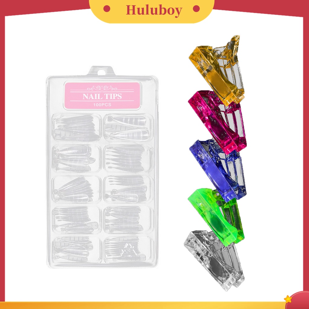 Huluboy Huluboy♡ 100pcs / Set Kuku Palsu Extension Ultra Tipis Bentuk Tangga Untuk Manicure