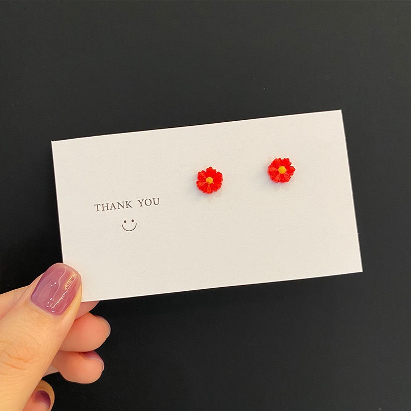 S2 jarum perak little Daisy stud anting-anting bunga matahari mini lucu menyegarkan all-match sederh