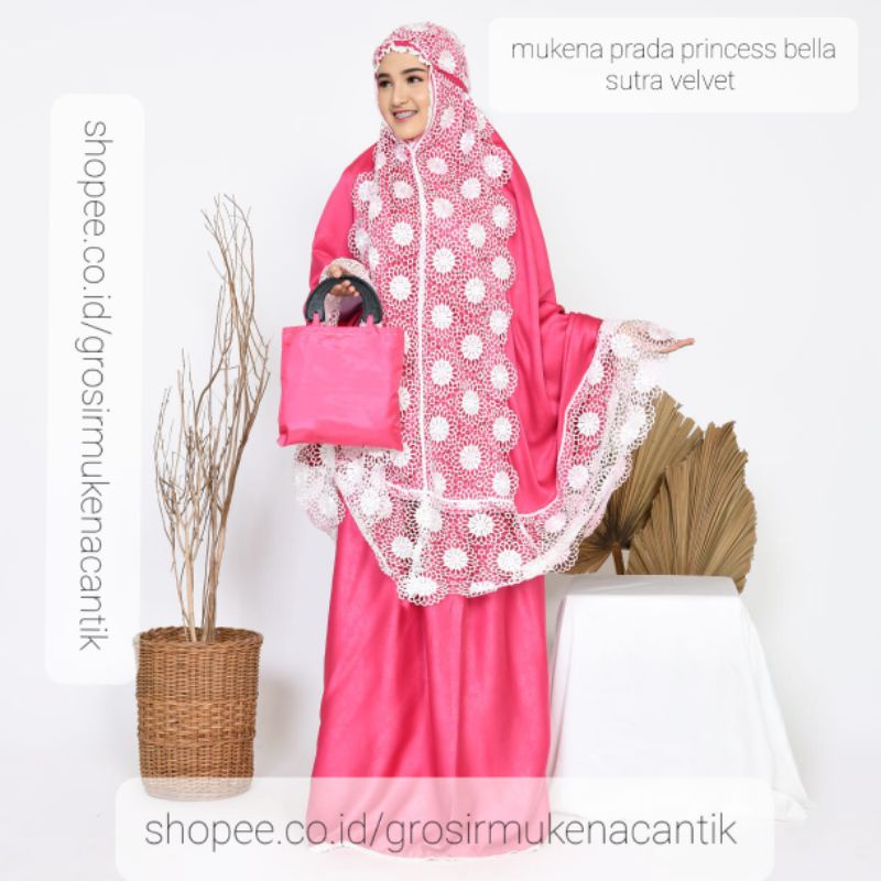 Mukena prada princess BELLA  | semi sutra velvet