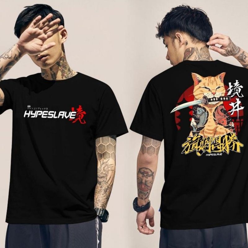 Fourfashion Kaos Pria Kaos Distro HYPESLAVE CAT Black FN356