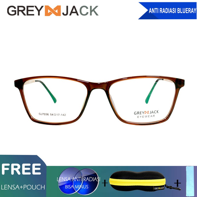 

Grey Jack Frame Kacamata anti radiasi Blue Ray /Pria Wanita/ TR90 7036