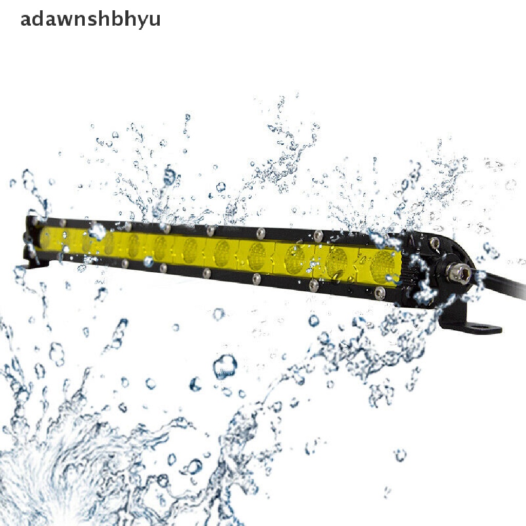 Adawnshbhyu Amber 12inch 60W Flood Slim Satu Baris Fog LED Lampu Kerja Bar Mobil SUV Truk ATV