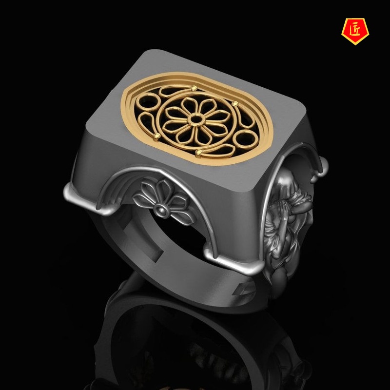 [Ready Stock]Classic Temperament Virgin Mary Prayer Ring Two-Tone