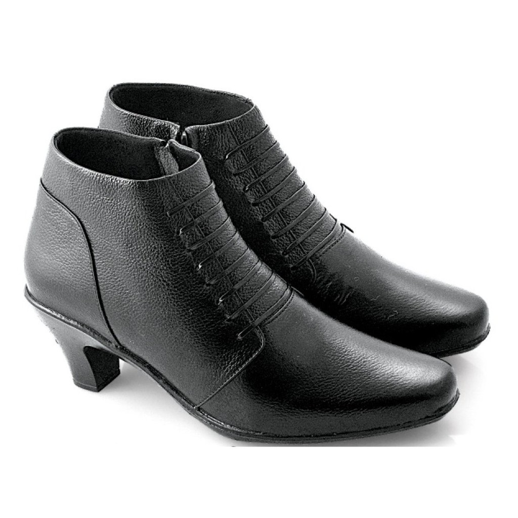 pdh boot kulit wanita sepatu boot formal wanita boot cewek heels boot boot heels sepatu pdh polwan