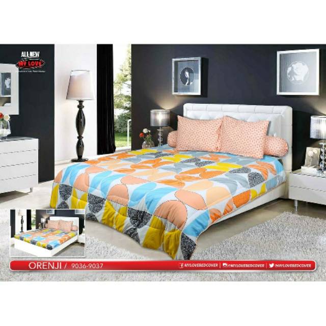 All New My Love - Sprei King 180x200 tinggi 30cm Orenji