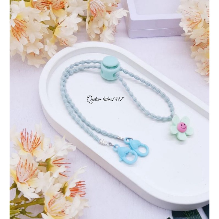 Strap mask elastis bandul Clay Flowers smile n bandul bunga Krisan