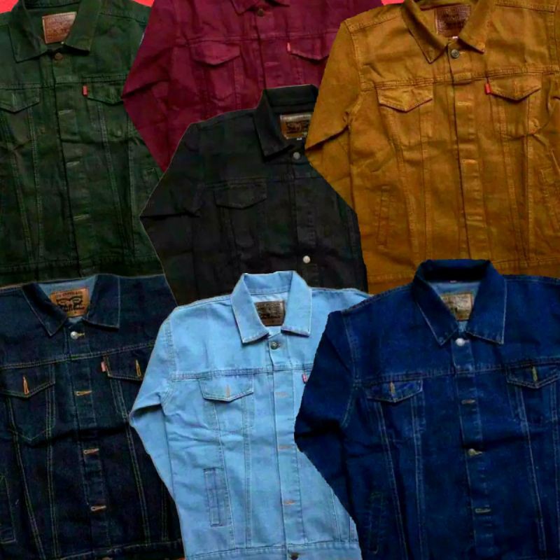 Jaket Jeans pria Sanwash Original/ jaket levis pria denim sandwash,hitam,bioblitz,biothink