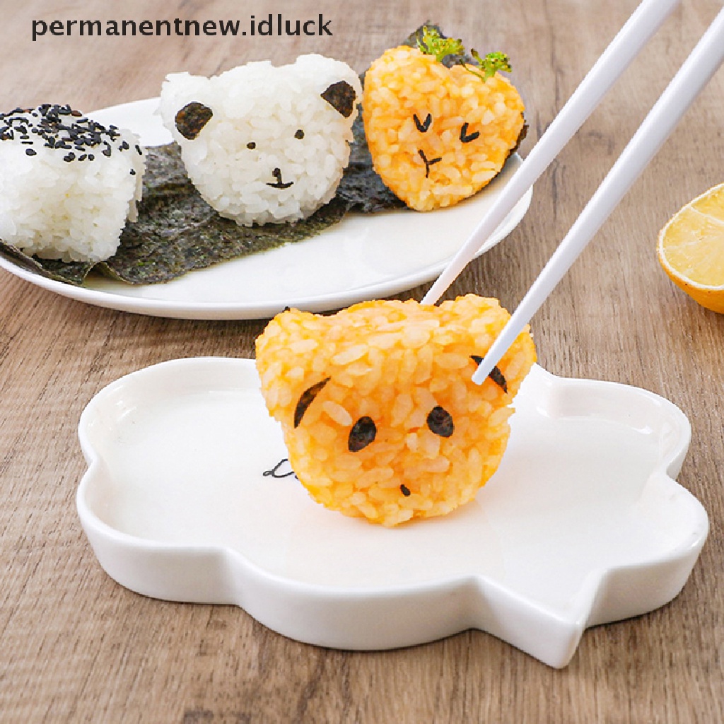 Cetakan Nasi Sushi 3 In 1 Bentuk Kartun Hati Bintang Beruang Untuk Alat Dapur