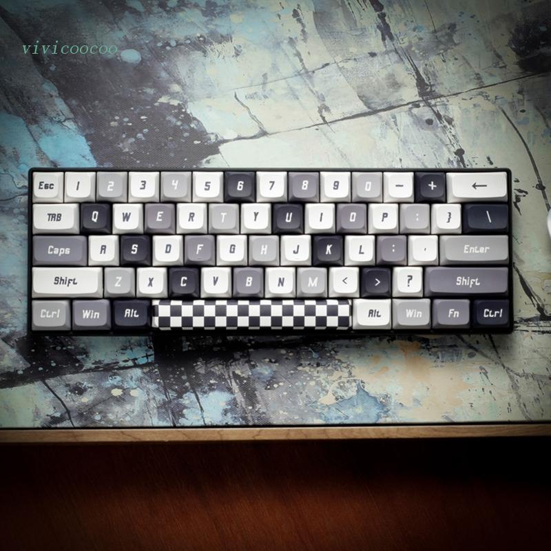 Vivi 125 Keycaps / Set XDA Profile Custom Motif Kotak-Kotak Hitam Putih Untuk Keyboard PBT GH60 61 64 87