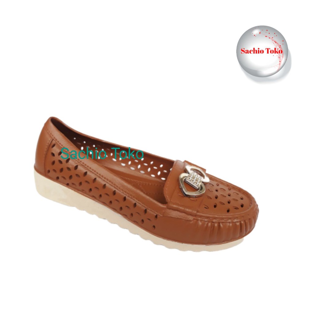  Sepatu  slip on wedges karet  wanita tidak lecet empuk  ATT 