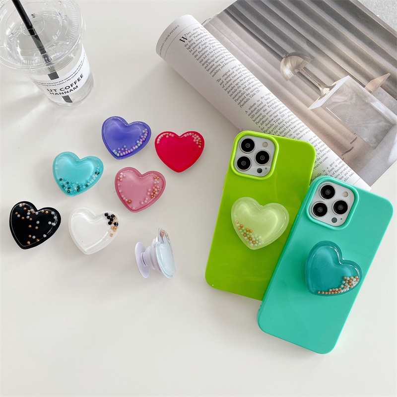 Holder Bentuk Hati Glitter 3D 9 Warna Untuk iphone Samsung Huawei Xiaomi Oppo VIVO Redmi