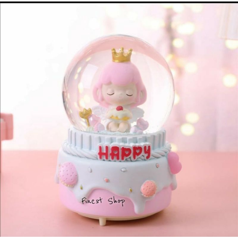 Snowball Kotak Musik Kado Hiasan Lampu Surprise Gift Box Bola Kristal Salju PUTAR OTOMATIS XL JUMBO Pajangan Unik Glitter Ultah Happy Birthday Cake Boy Girl Princess Unicorn Bunny Rabbit Waterball Kaca Crystal Ball Hadiah Wisuda Anak Snowglobe Souvenir