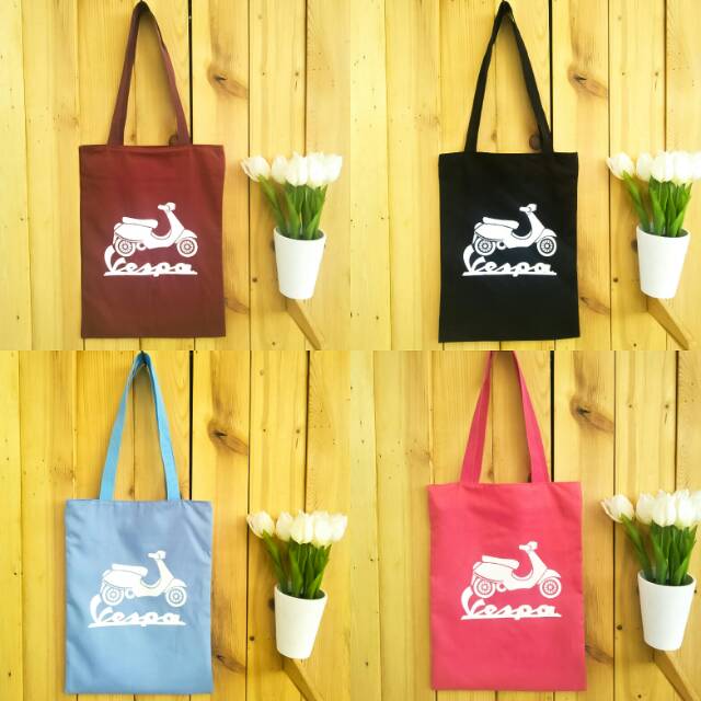 [BISA COD] New vespa [ADA RESLETING] tote bag karakter sablon