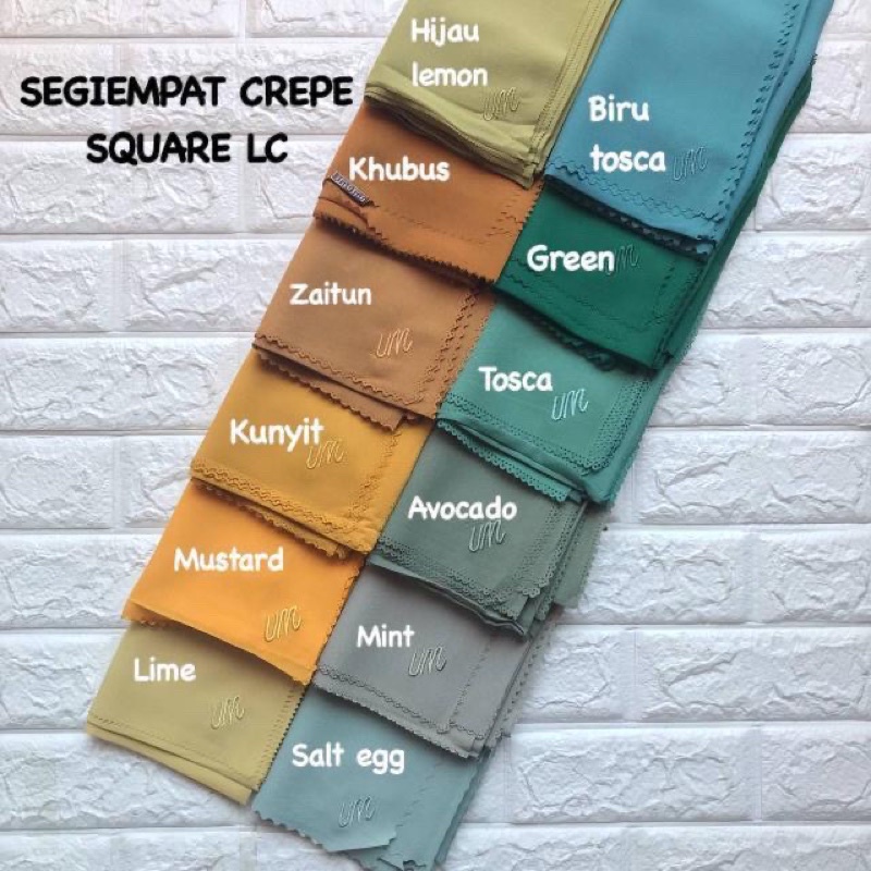 SEGIEMPAT CREPE SQUARE LC UMAMA SCARF / HIJAB JIBAB SQUARE DIAMOND LASER CUT MURAH