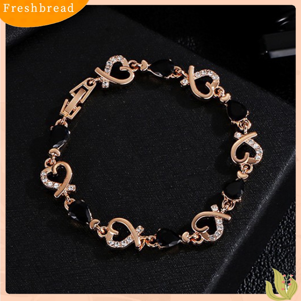 Terlaris Heart Hollow Women Bracelet Zinc Alloy Colorful Rhinestone Chain Bracelet Jewelry Accessory