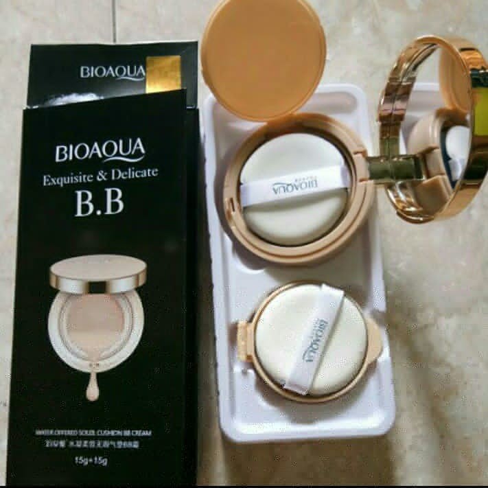 Bioaqua Exquisite And Delicate Bb Cream Air Cushion Gold Case Plus Refill Bedak Bioaqua Gold Case