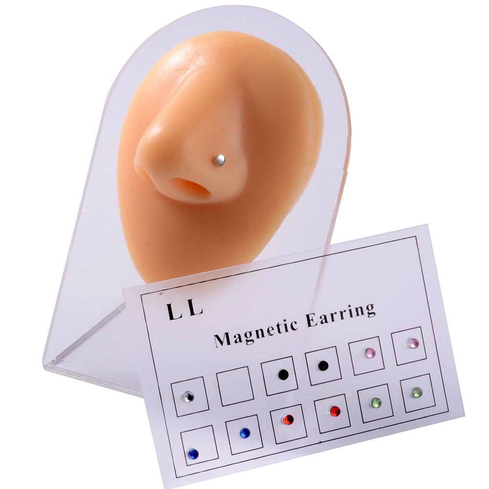 12Pcs / Card Magnetic Non Piercing Ear Stud Lip Studs / Jewelry Nose Studs Stickers