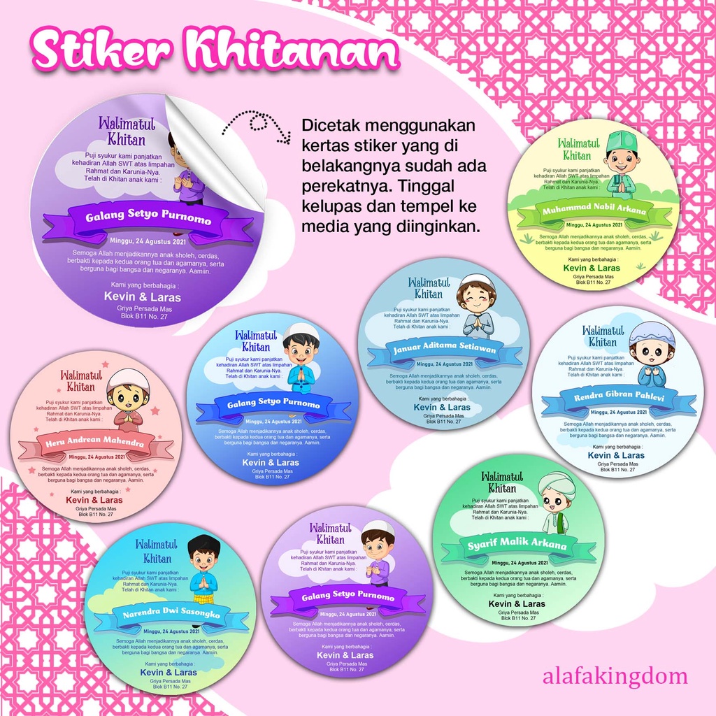 

AlafaKingdom Stiker Khitanan 07-12 Label Tumpeng Mini Stiker Sunatan Anak