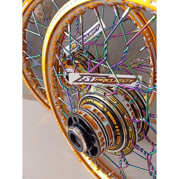 Velg set custom ukir detail coak miling kepang plintir NON DISC ninja, vixion, cbr, scorpio dll