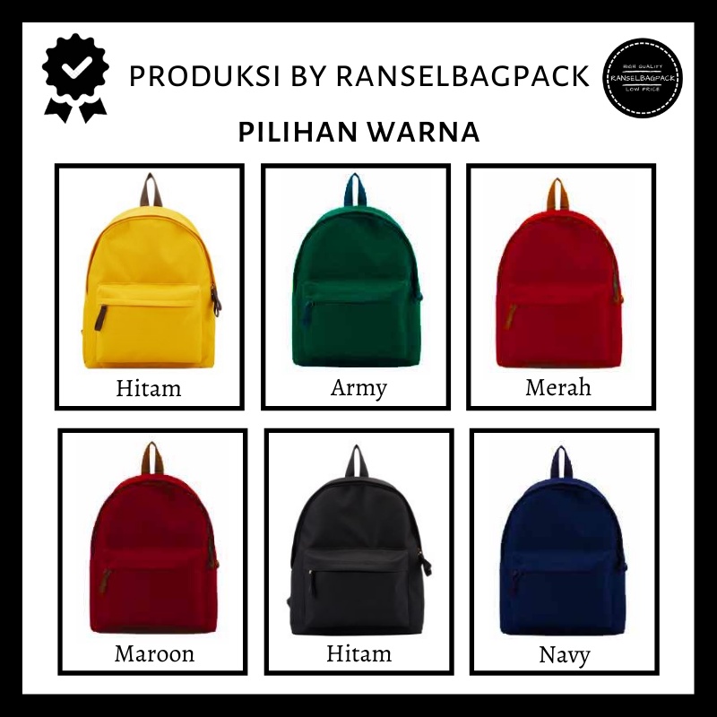 Tas Ransel Mini Sekolah Backpack Punggung Bahu Polos Anak Remaja Dewasa Kekinian Model Fashion Terbaru Korea Simple Elegan Casual Perempuan Wanita Cewek