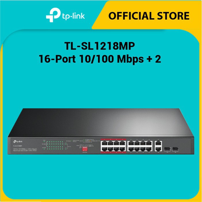 TP-LINK TL-SL1218MP 16 ports 10/100Mbps + 2 ports Gigabit unmanaged PoE switch