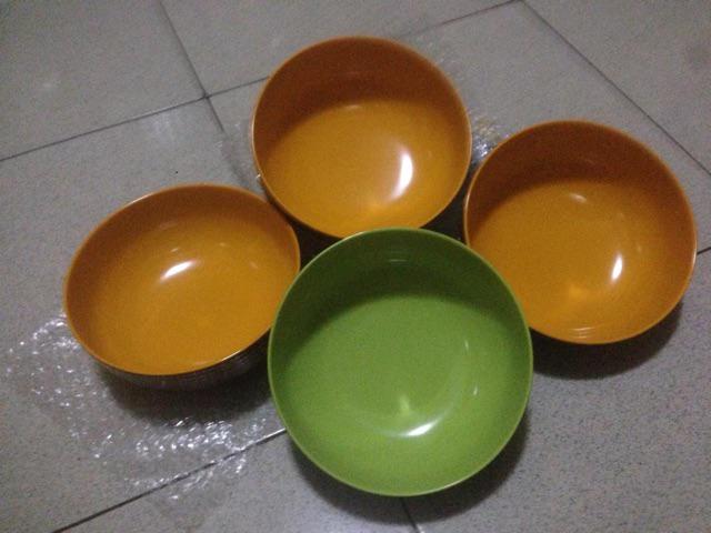 2 Pcs Mangkok Ulir Datar Hijau 7 Melamin Golden Dragon W-07a5