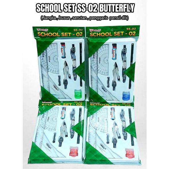 

Study school set jangka Penggaris Busur BUTTERFLY SS-02 ORIGINAL Lengkap