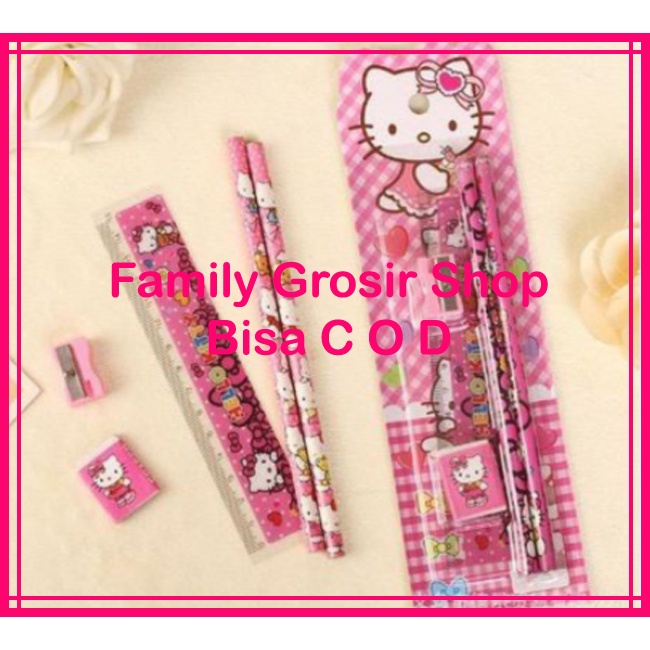Stationery Alat Tulis Set 5in1 Karakter Kartun