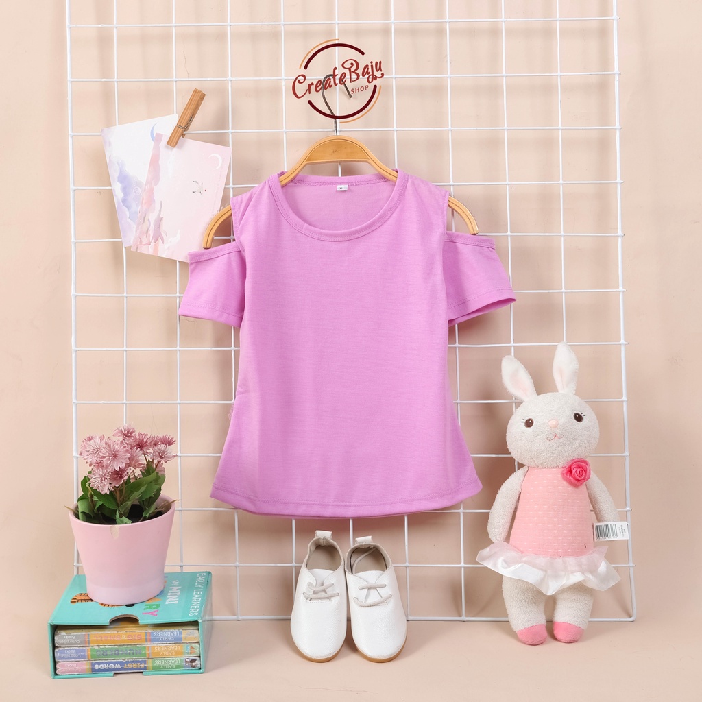 KAOS SABRINA ANAK CEWEK 1-4 TAHUN RUFFLE TEE MODEL SABRINA POLOS UNGU TERMURAH BAJU ATASAN ANAK CEWEK