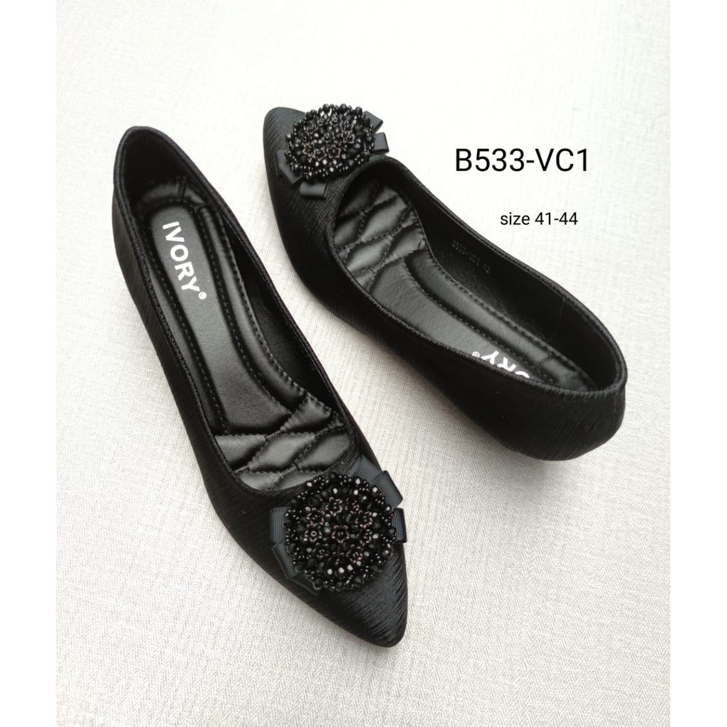 Ivory Sepatu Hak Tahu Kerja Ukuran Besar Size 41 42 43 44 VC1 Hitam