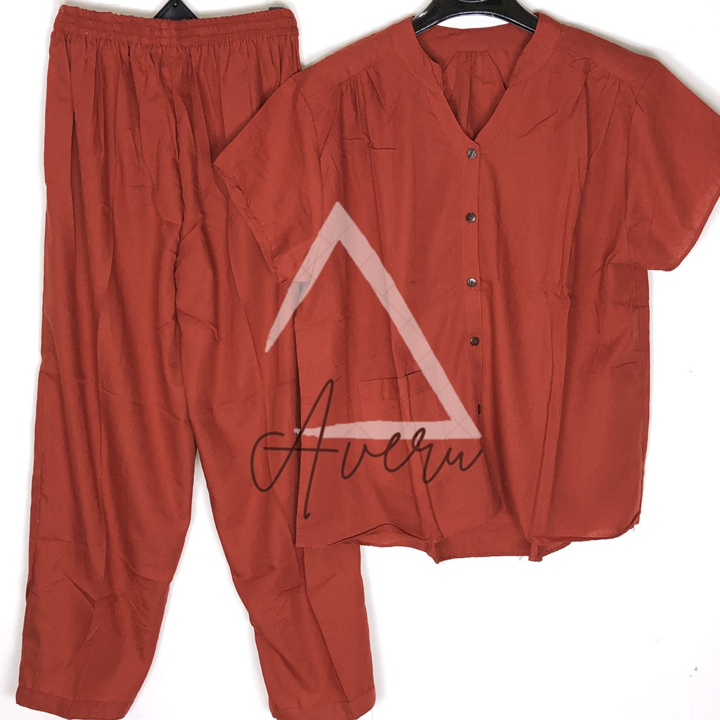 JUMBO Baju Tidur Wanita Piyama Setelan Rayon CP Celana Panjang - Polos-4