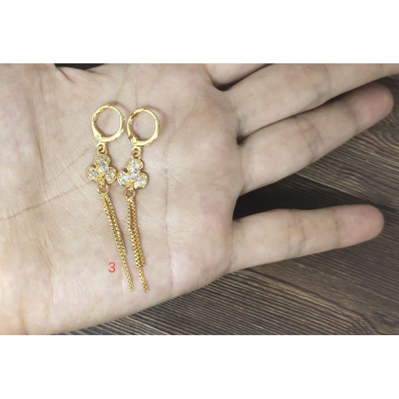 Fifi Fashion Anting Gantung Juntai Model Aalona Perhiasan Lapis emas 28#