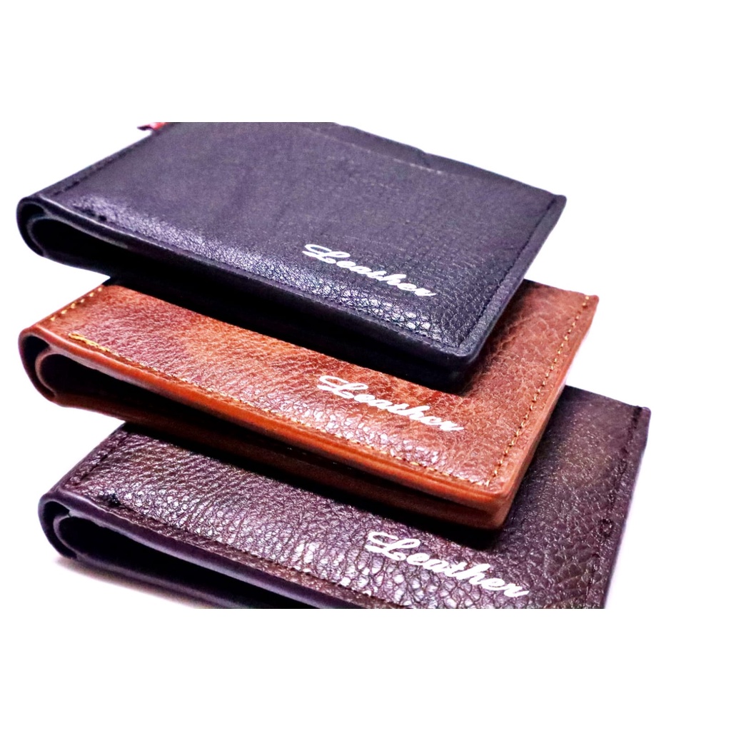 DOMPET LIPAT PENDEK PRIA 2 RUANG LEATHER SINTETIS / DOMPET LIPAT KULIT PRIA FASHION MODEL CABUT - JHC1