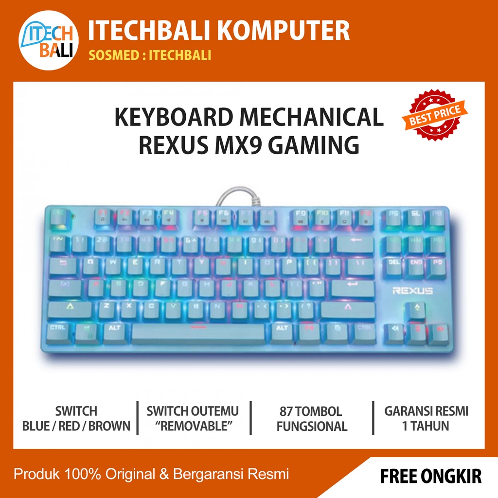 Keyboard REXUS MX9 Mechanical Gaming Rgb | ITECHBALI