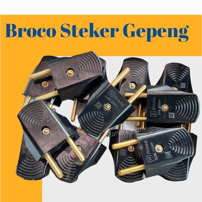 BROCO STEKER GEPENG COLOKAN LISTRIK SNI DIJAMIN ORI HITAM