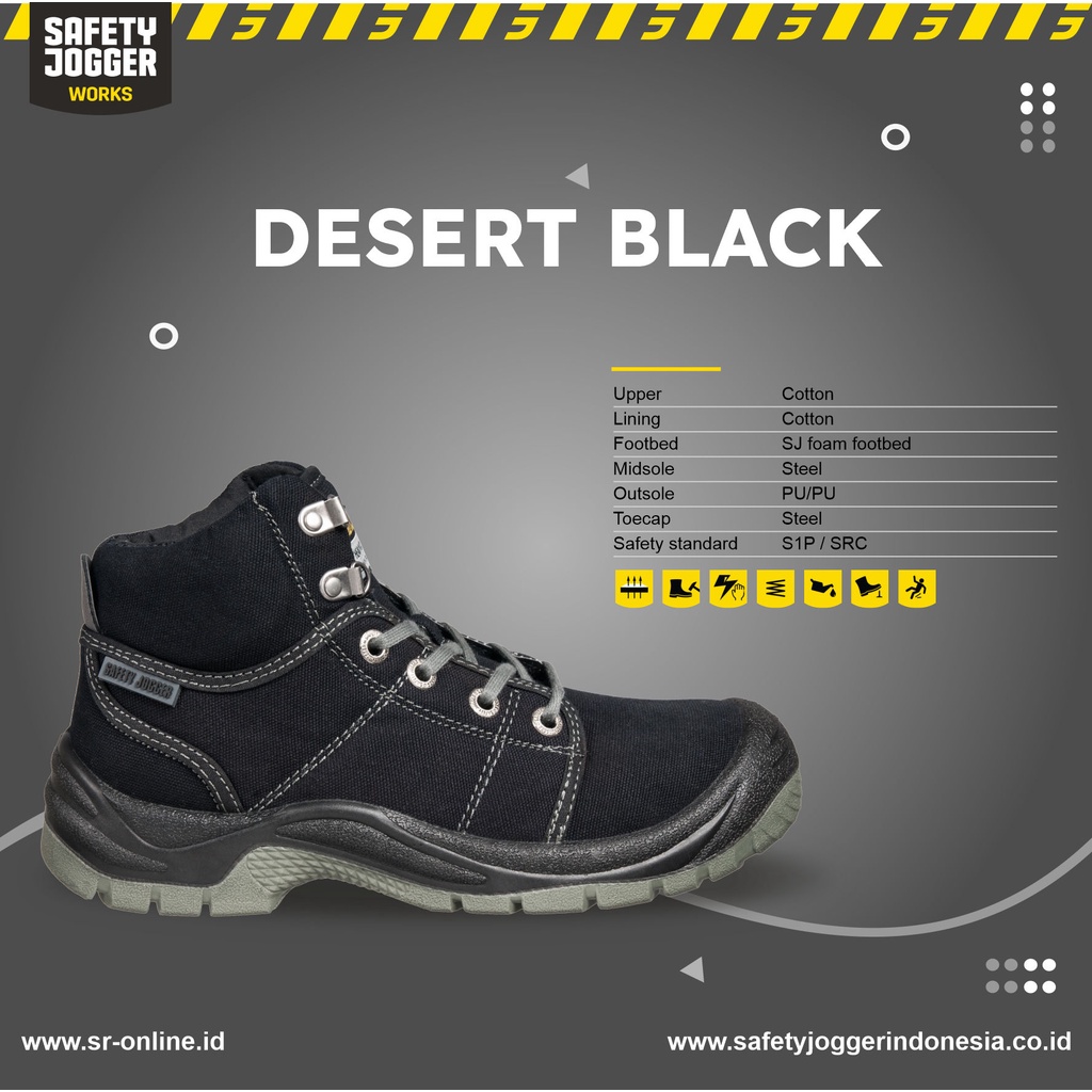 Sepatu Safety Jogger Tactical DESERT BLACK S1P SRC