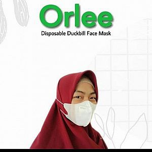 MASKER HIJAB DUCKBILL KEMENKES ISI 50 MASKER HEADLOOP MASKER 3 PLY ORLEE MASKER DUCKBILL