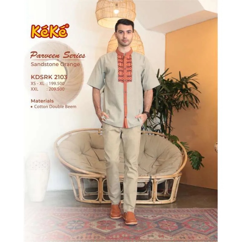 Baju Koko Pria Keke Parveen Series Sandstone Orange [M]
