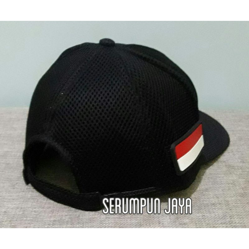 TOPI LINMAS - TOPI LINMAS HITAM 3PATCH JARING DOUBLE MESH VELCRO