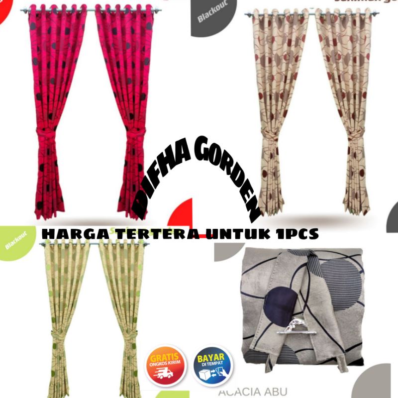 Gorden Jendela Motif Tebal mewah elegan panjang 250cm Smokring Jendela Pintu Ruang tamu terbaru