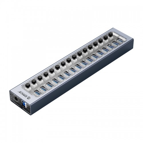 Usb 3.0 hub Orico 16 Port industrial Switch on off aluminum 5Gbps Adapter 100cm cable at2U3-16ab - Terminal usb3.0 16 slot saklar