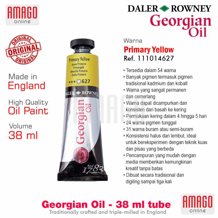 

DALER-ROWNEY Georgian Oil 38 ml - Cat Minyak Lukis - Primary Yellow - 111014627