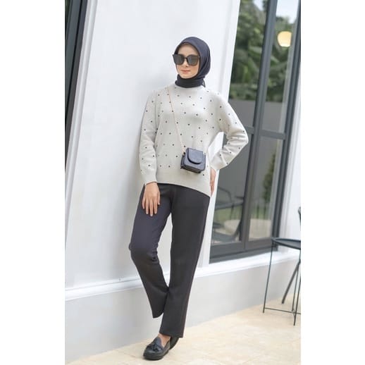 BEFAST - ZEC OOTD Wanita Sweater HOLAND / Oversize Unna Knit Top RIB ( Bisa Melar 20cm) / Pakaian Wanita / Sweater Motif Polkadot / Keluaran terbaru 2022 / Sweater Remaja Kekinian